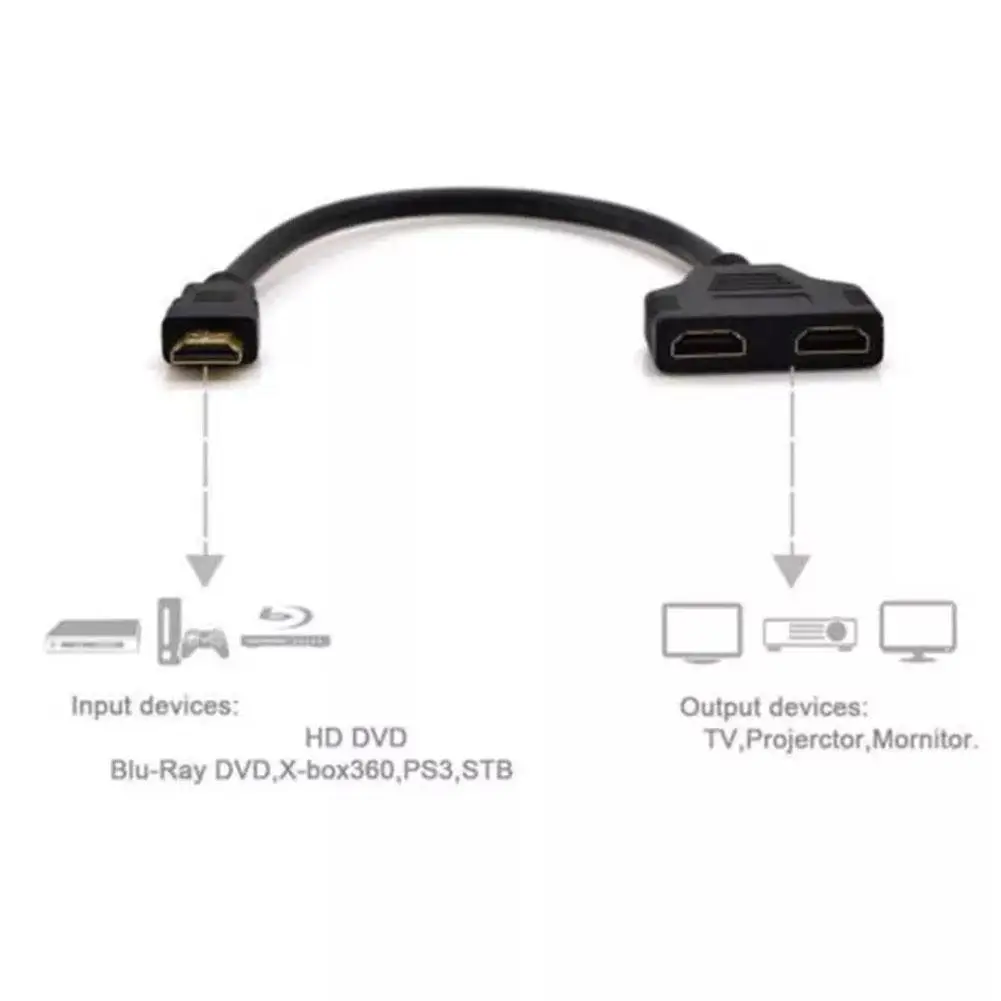 Compatible HDMI One-two Flat Male To Female Extension 1/2 Twin Conversion Cable HD Compatible HDMI One-two Conversion Cable