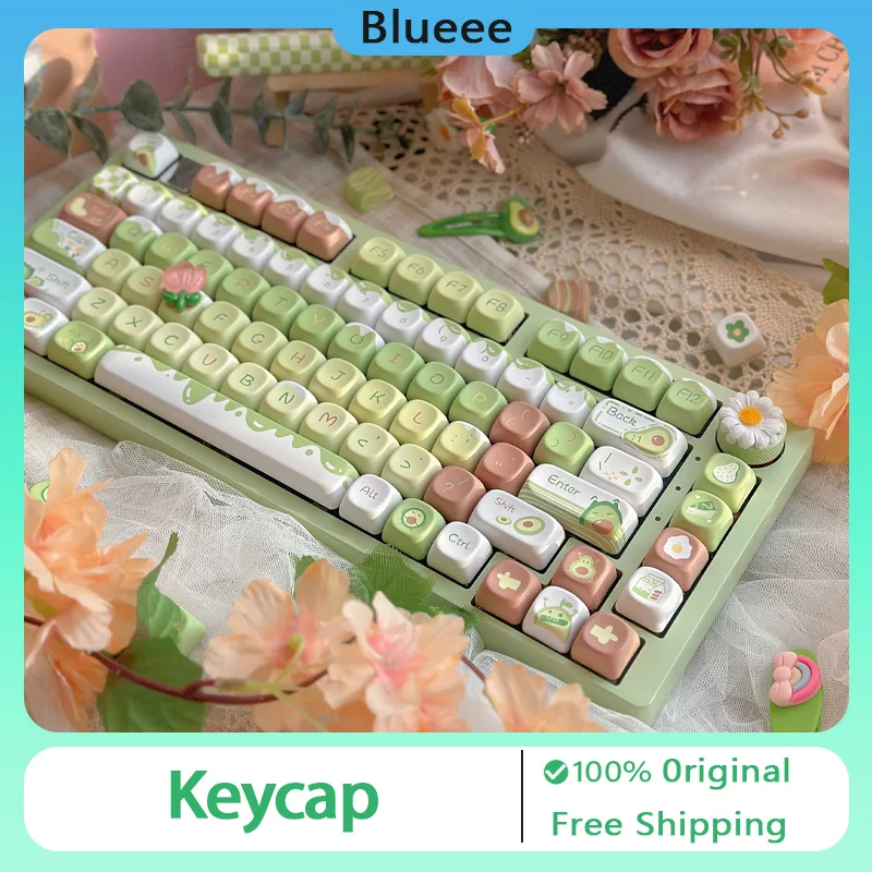 Avocado Keycap Cherry Profile Key Cap PBT Thermal Sublimation Customized Mechanical Keyboard Cap 136Keys Keyboard Accessories