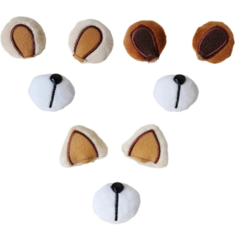 

1set DIY Cartoon Bear Patches Plush Ear/Nose Keychain Hairpin Decors