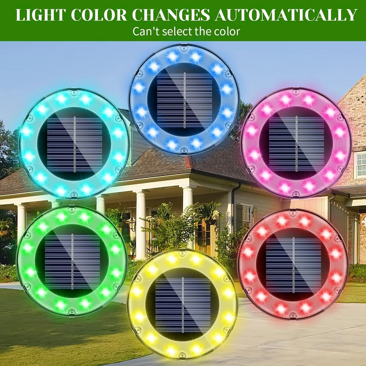 Solar Ground Lights Outdoor Waterproof New Structural Design Multicolor Lights Solar Lights with 12 LEDs for Outside Pathway