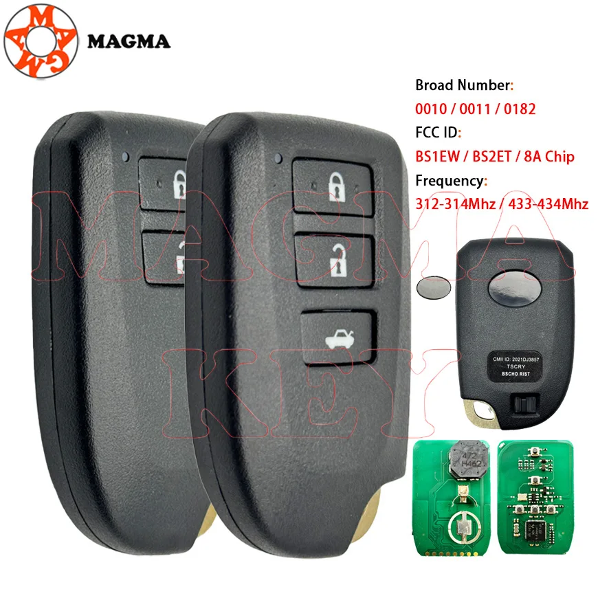 MAGMA 2/3B مفتاح السيارة عن بعد بدون مفتاح 312/314-433/434 ميجا هرتز 8A رقاقة لتويوتا يارس فيوس FCCID: BS2ET/BS1EW مجلس 0010 0011 0182 #1