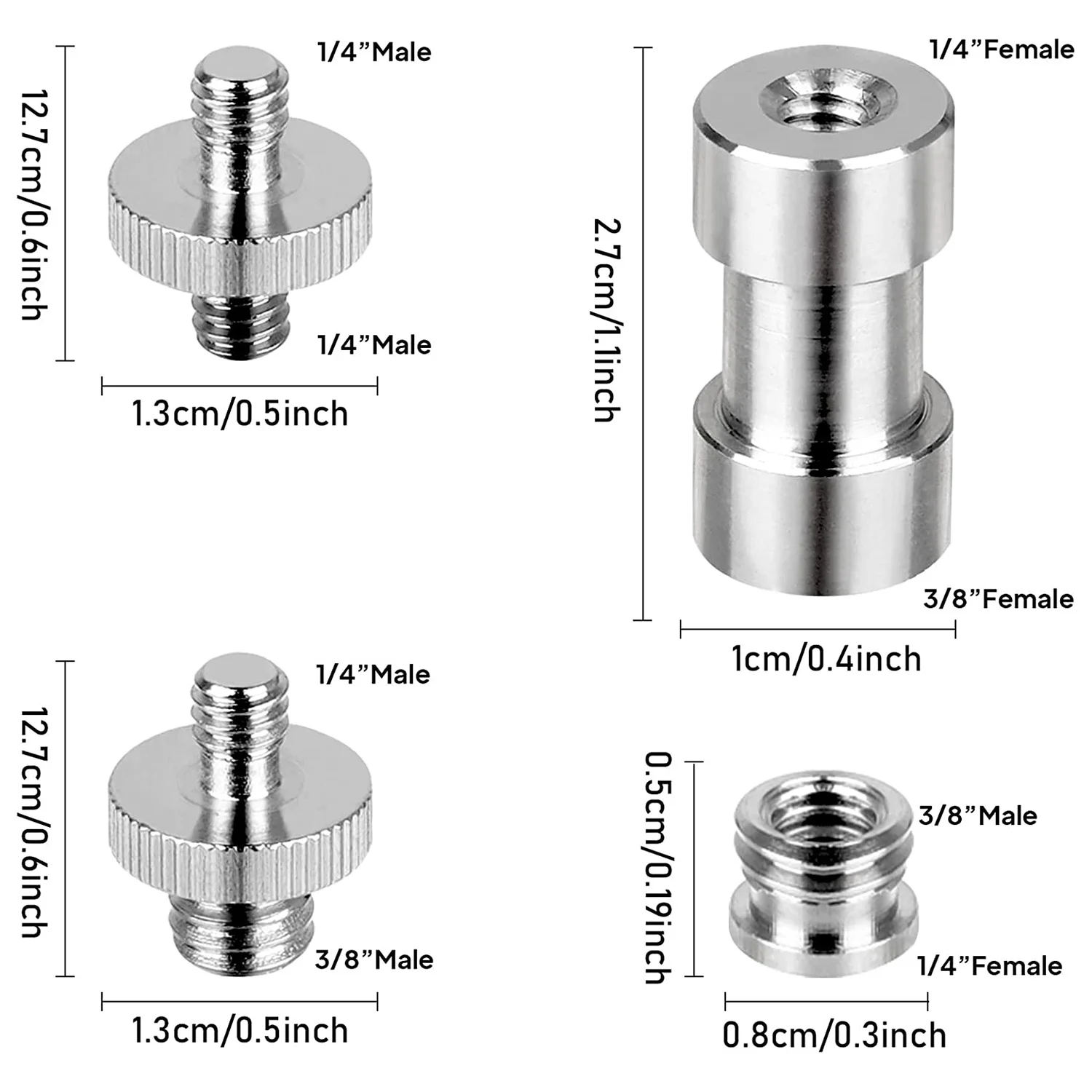 20PCS Camera Screw Set 1/4 to 1/4, 1/4 to 3/8 Screw Adapter Converter Threaded Screws Adapter Spigot Screw Mount Set