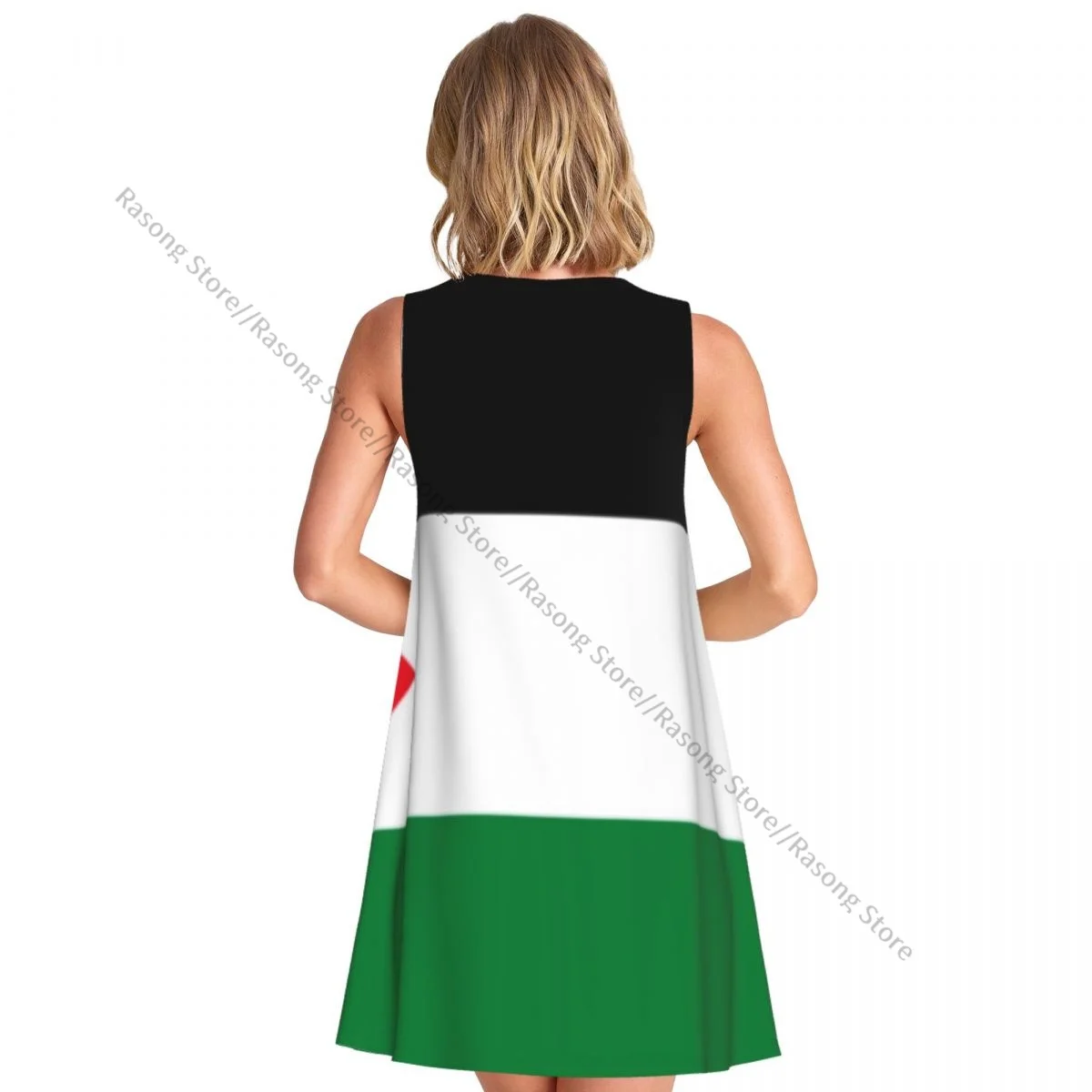 Vestido feminino bandeira da Palestina verão casual camiseta praia cobrir vestido regata