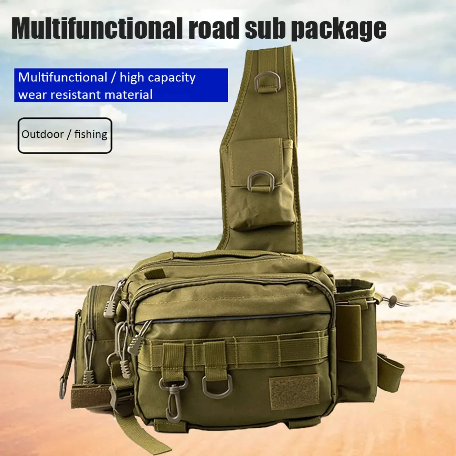 Fishing Backpack Multifunctional Fishing Gear  Single Shoulder Fishing   with Rod Holder  Fishing Hiking Hunting