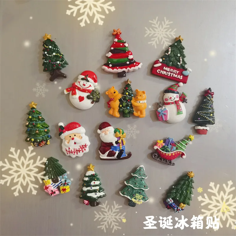 NewYear Christmas Old Man First Gift Creative Magnetic Sticker Stereo Window Glass Sticker Decoration Fridge Magnets Home Decor