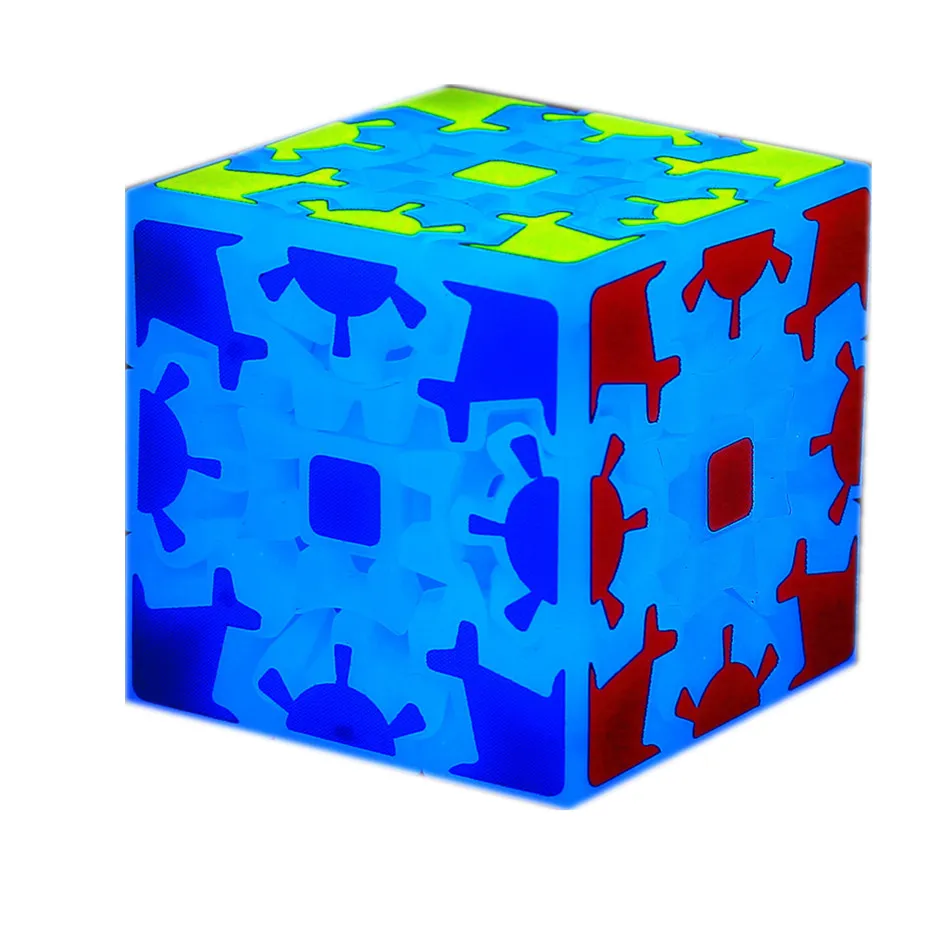 FANXIN Gear 3x3 المكعب السحري أبيض/أسود/توهج أزرق ألعاب ألغاز تعليمية مكعبات سحرية للأطفال الأطفال