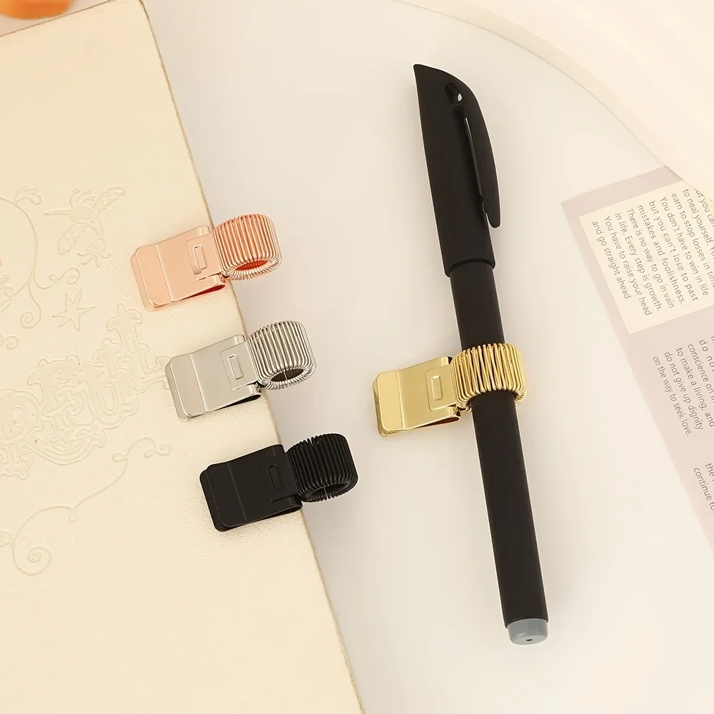 2pcs Universal Metal Pen Holder,Vintage Easy Metal Clip with Spring, for Notebooks, School Teachers, Stationery, Office Supplies