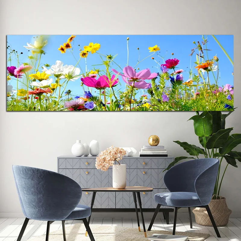 Nature Spring Flower Posters and Prints Landscape Canvas Painting Wall Art Daisy Pictures Living Room Home Decor No Frame