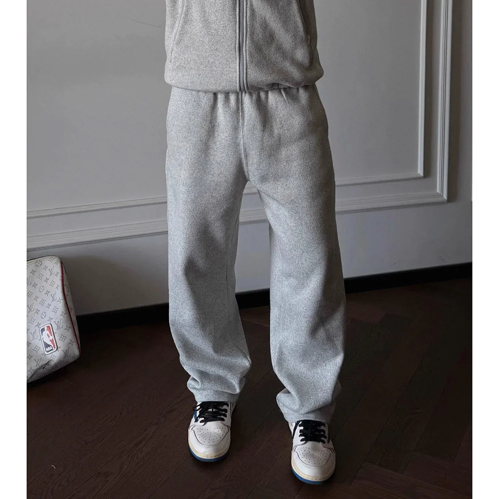 

Warm Fce Knitted Straight Leg Thermal Sweatpants Casual Comfortable Polyester Fabric Men Women Commuting Leisure Pants
