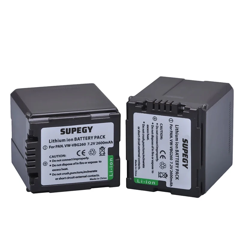 2Pcs VW-VBG260 VW VBG260  VBG130 Battery for Panasonic AG-AF100 AG-HMC150 HDC-HS300 700 HDC-SD700 T750 HDC-TM300 700 SDR-H80