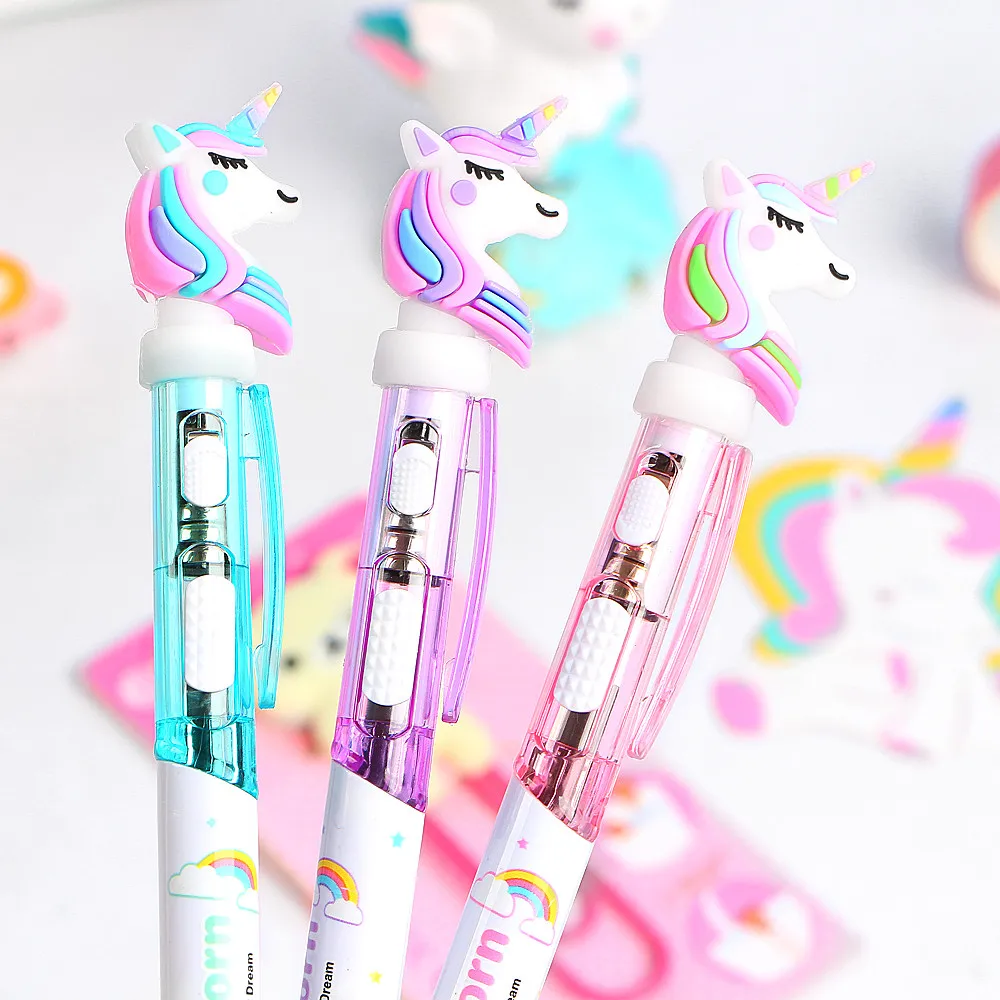 1 Pcs Creative Cartoon Unicorn Light Pen Cute Glowing Ballpoint Pen Student Stationery 0.5mm Writing Tool School Supplies