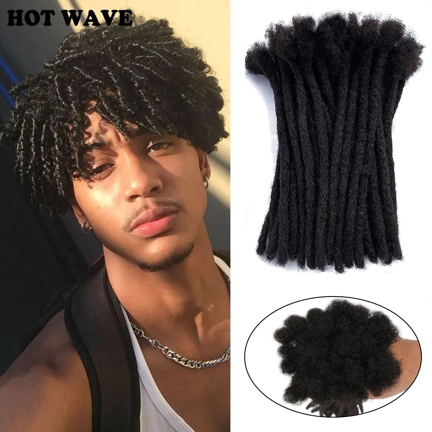 

HOT Strands Dreadlock Extensions 100% Human Hair Handmade Loc Extensions Hair Braids Crochet For Men/Women Afro Kinky Straight