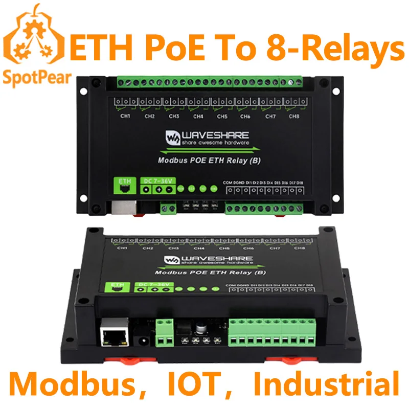 Industrial Modbus POE ETH RJ45 To 8-Ch Relay B RTU/Modbus TCP-Ethernet For IOT