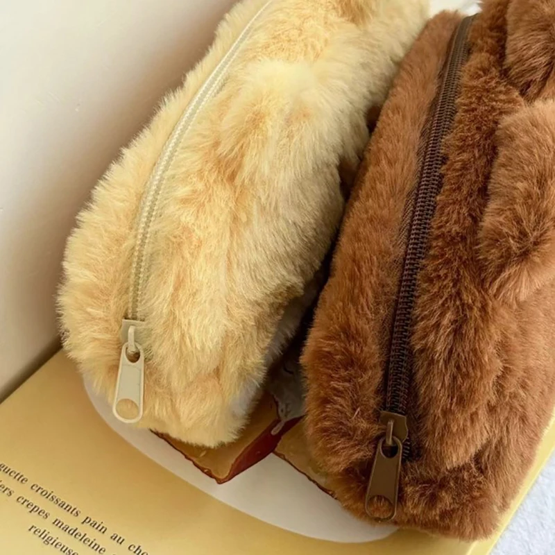 1pc Corgi Squirrel Pen Bag Large Capacity Plush Pencil Case INS Style Stationery Organizer Pen Storage Bag For Student Gift