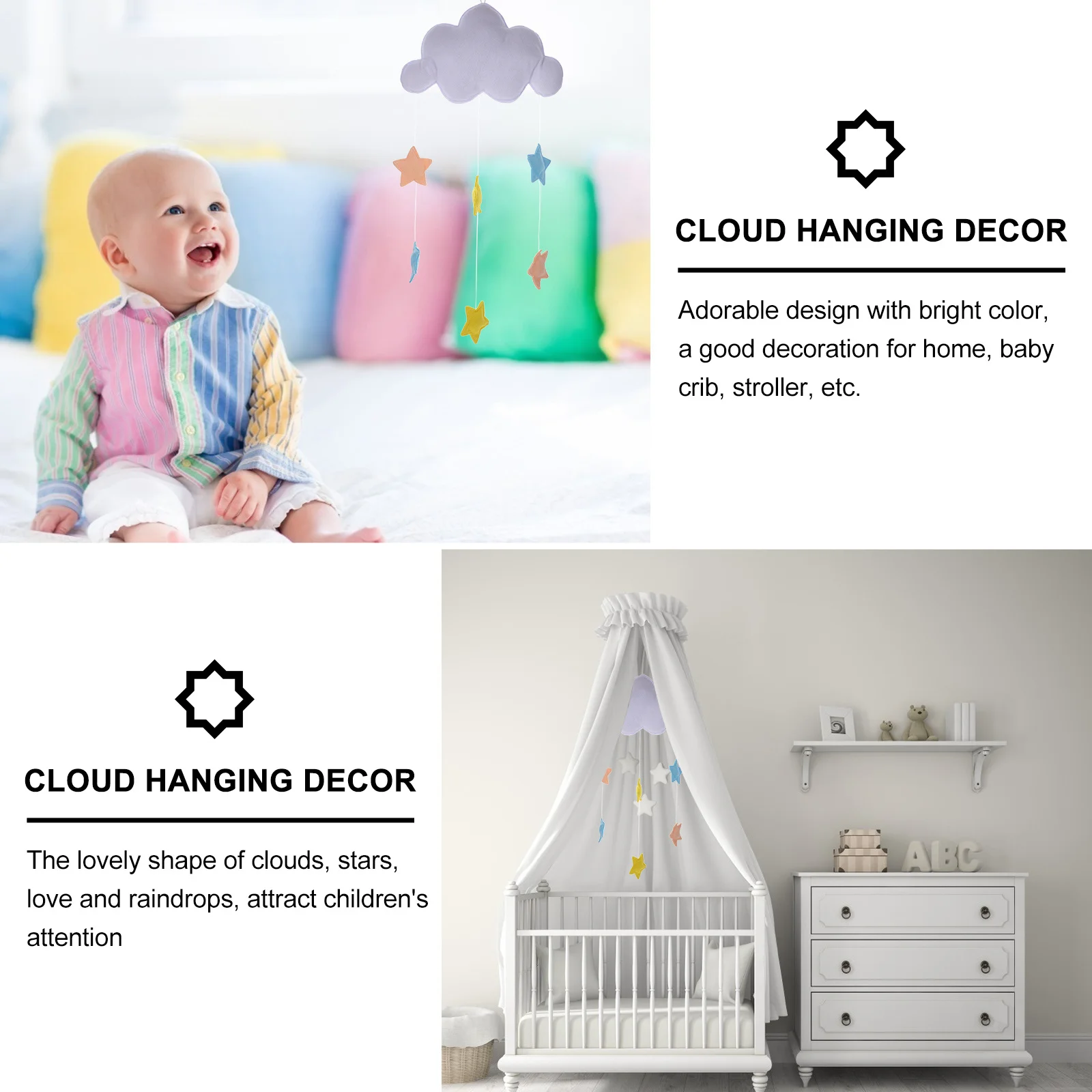 

Felt Cloud Star Wall Hanging Decoration Lovely Nursery Room Decor Birthday Hanging Ornament Nursery Decor