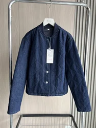 Z1975 Denim cotton Jacket Jacket traf 2024 Fall/Winter new women's quilted baseball collar long sleeve clip cotton jacket