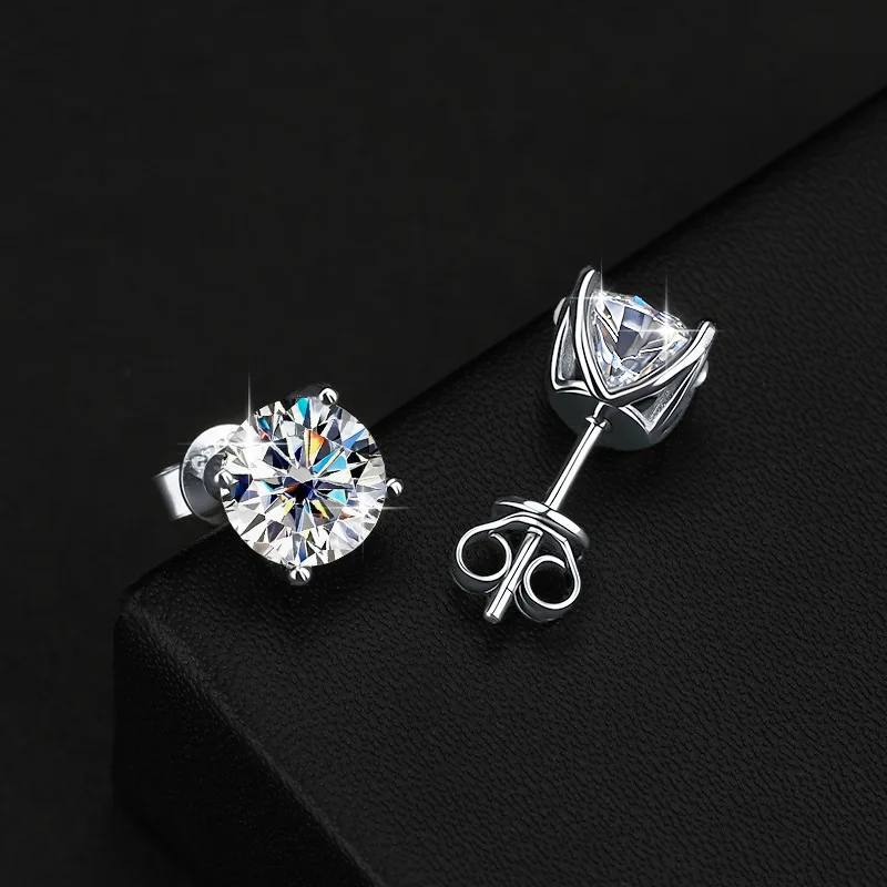 4 Prong 0.2-2CT Moissanite Stud Earring D Color For Women Men S925 925 Sterling Silver Party Wedding Diamond Earring Jewelry
