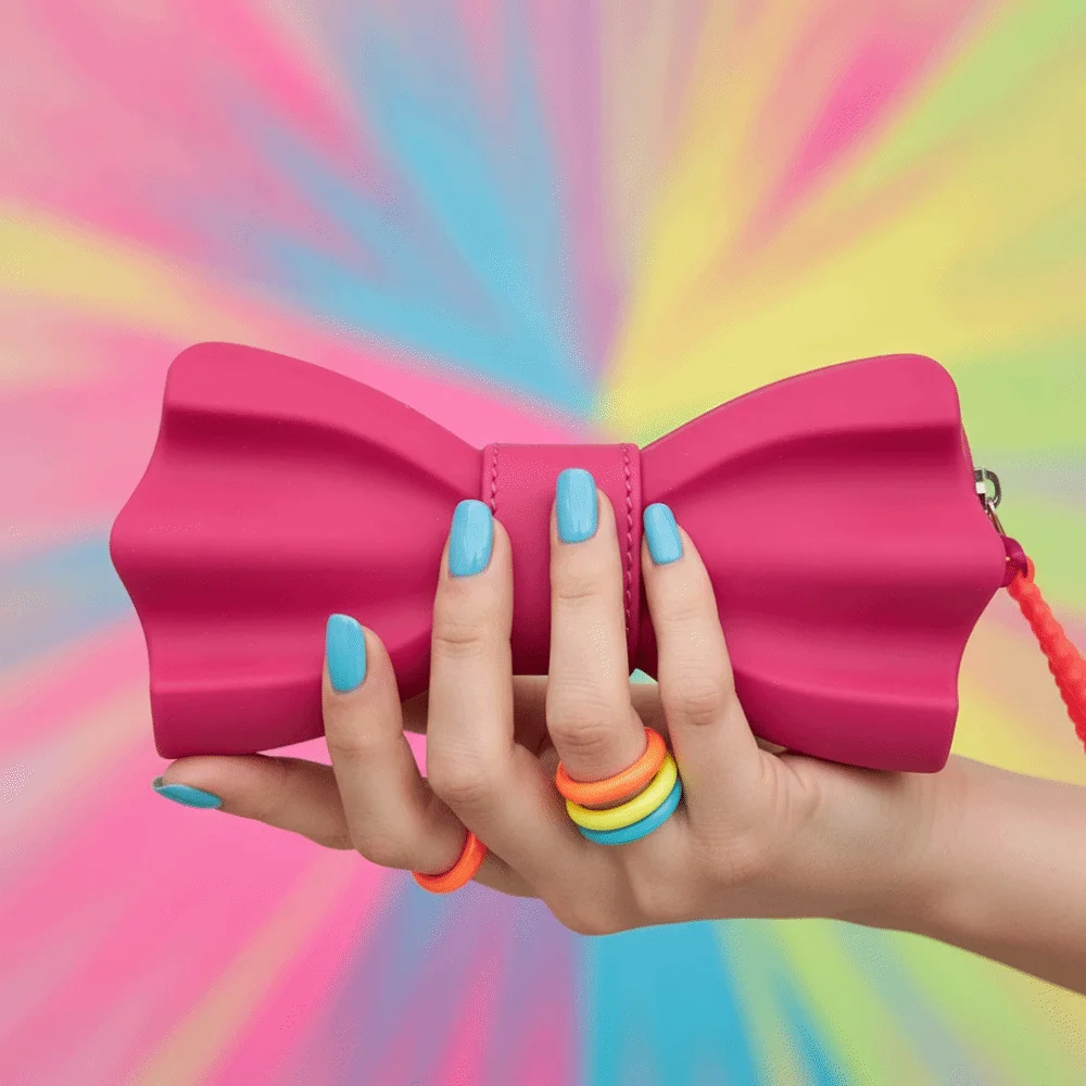 Vibrant Color Bownot Shaped Eyeglass Case Shockproof Shell Food Grade Dopamine Cosmetic Pouch Soft Texture Compact Size