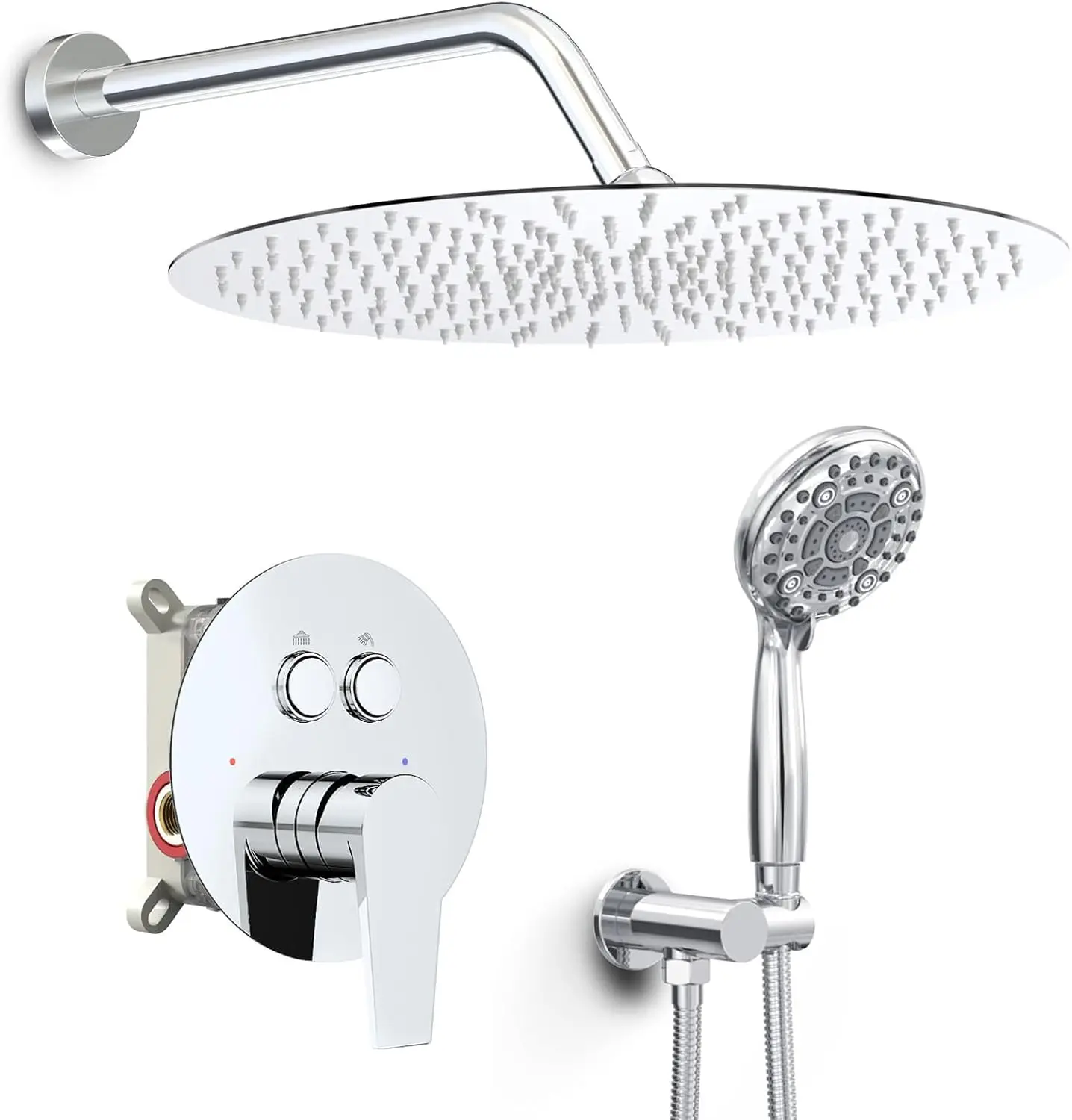 Shower System 10 inch Multifunction Shower Faucet Set 6 Setting High Pressure Handheld Rain Shower Head Kits