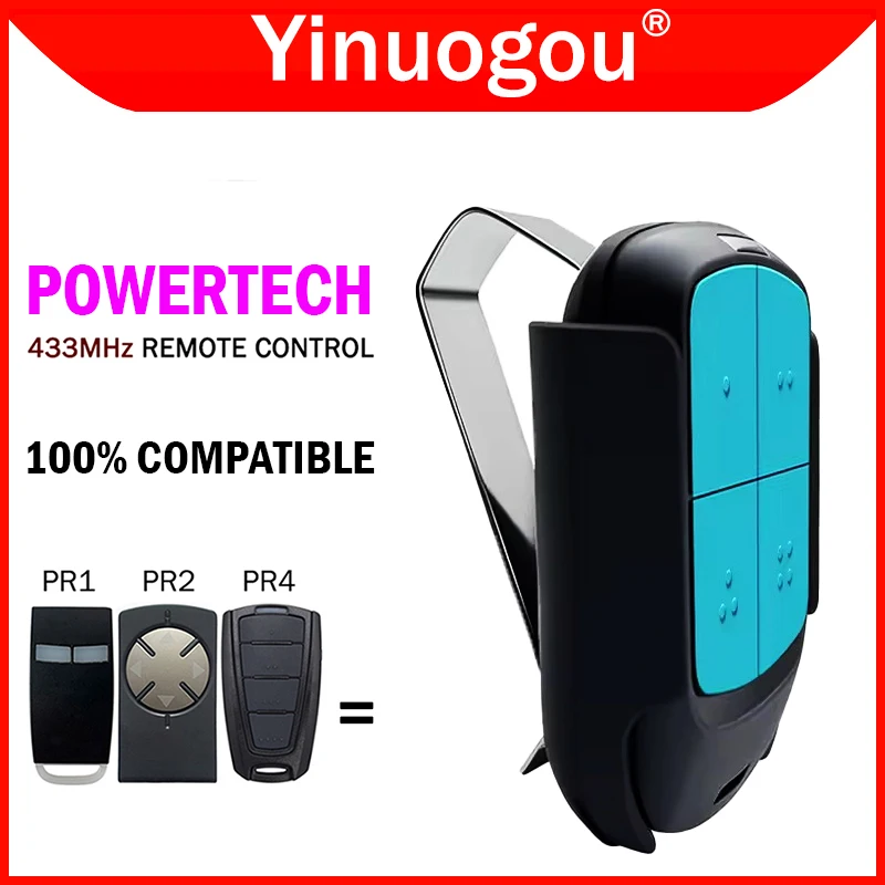 New Powertech Gate Remote Control Powertech PR1 PR2 PR4 Remote Control for Electric Gate 433.92MHz Rolling Code With Visor Clip