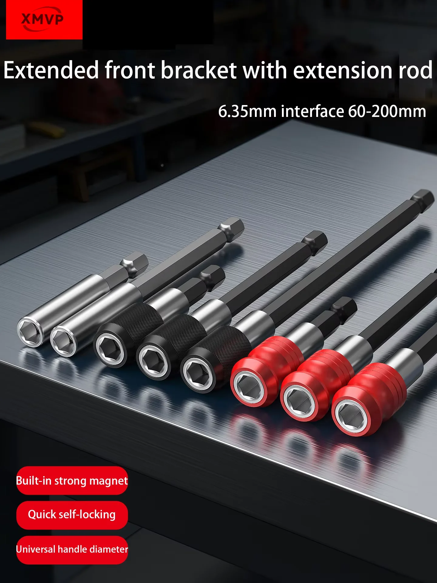 Hexagonal drill bit extension adapter for electric drill, quick adapter with 1/4 inch strong magnetic self-locking extension con