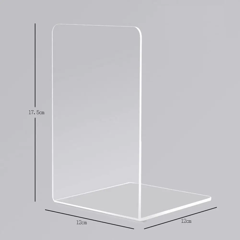 1 Piece Acrylic Bookend Heavy Duty Book End Book Holder Stopper L Shaped Book Stopper Desktop Organizer for Books Movies CDs