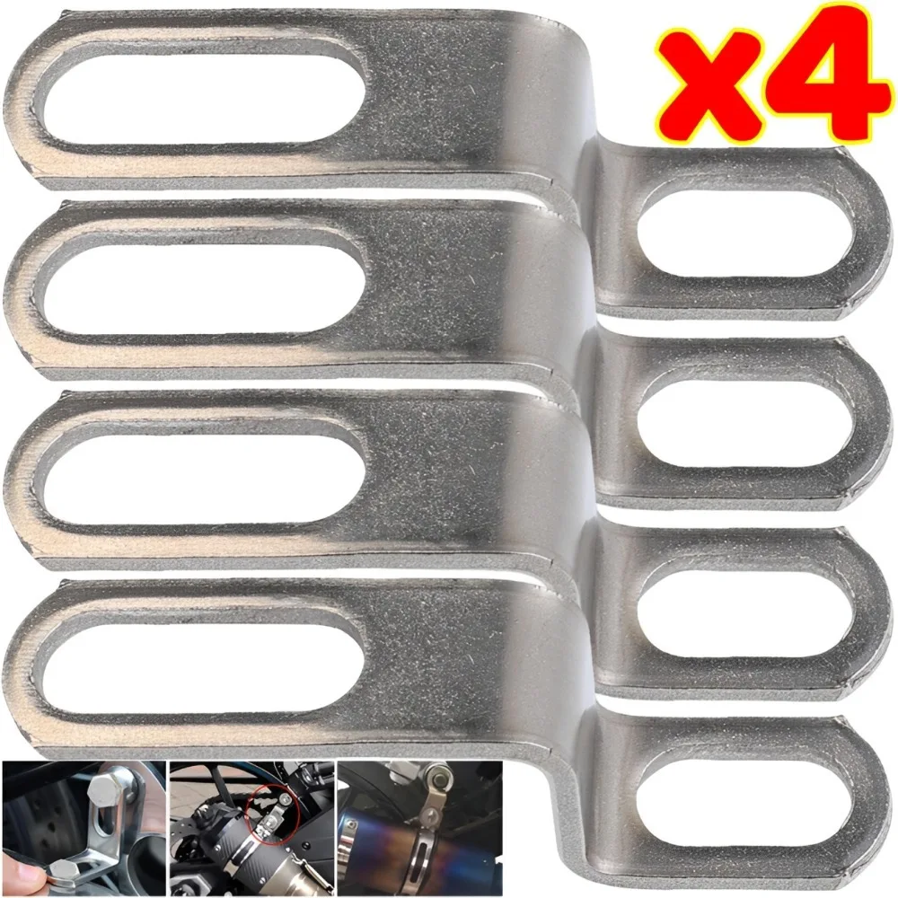 4/1pcs Motorcycle Exhaust Canister Holder Bracket Support Stay Z L Shape Stainless Steel Pipe Muffler Mount Hanger Strap Fix Kit