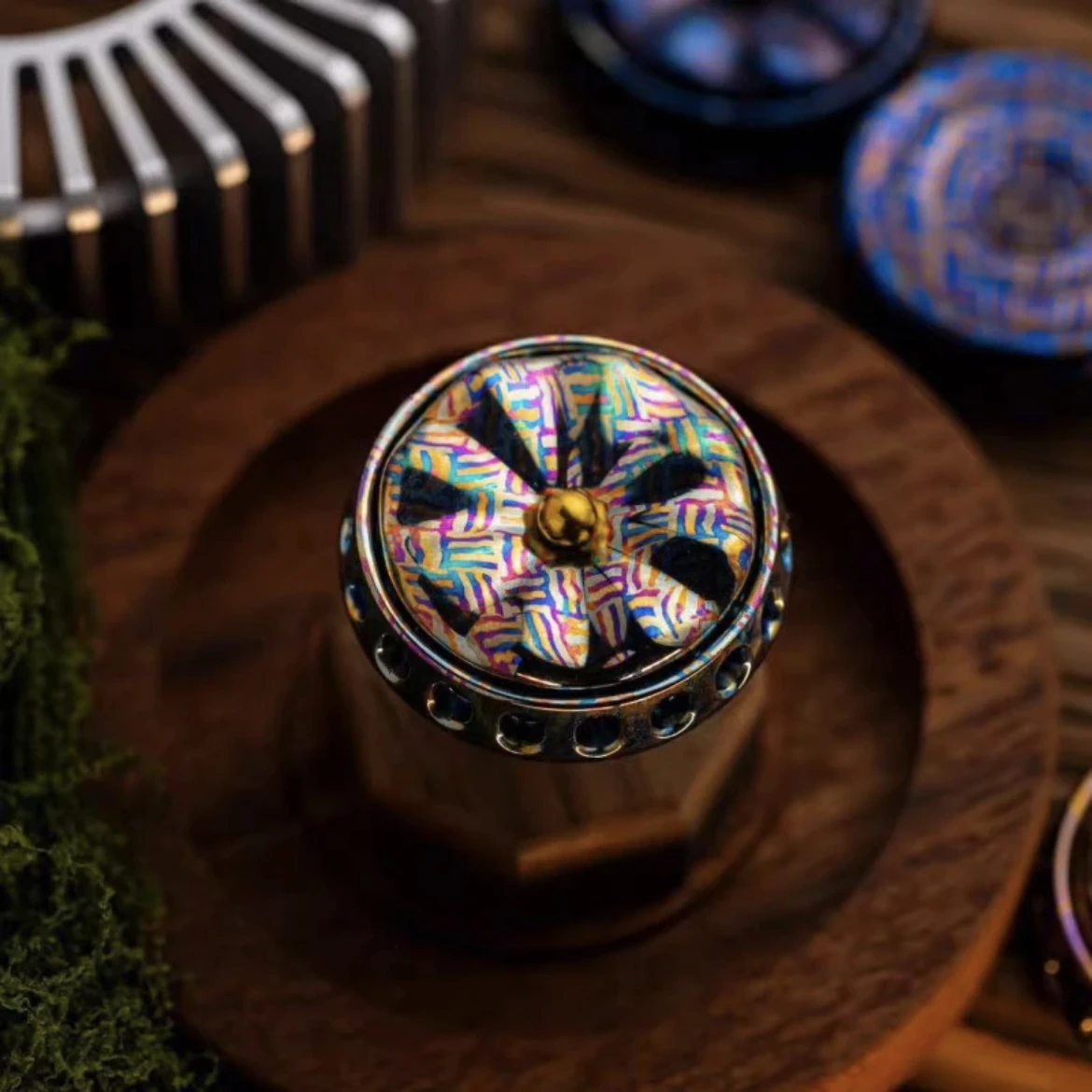 ดอกไม้ที่เก็บรักษาไว้แบบพกพา EDC Fidget Spinner Slider ไทเทเนียมโลหะของเล่นป้องกันความเครียด Sensory ADHD Fidgeting ของเล่นเดสก์ท็อปเครื่องประดับ