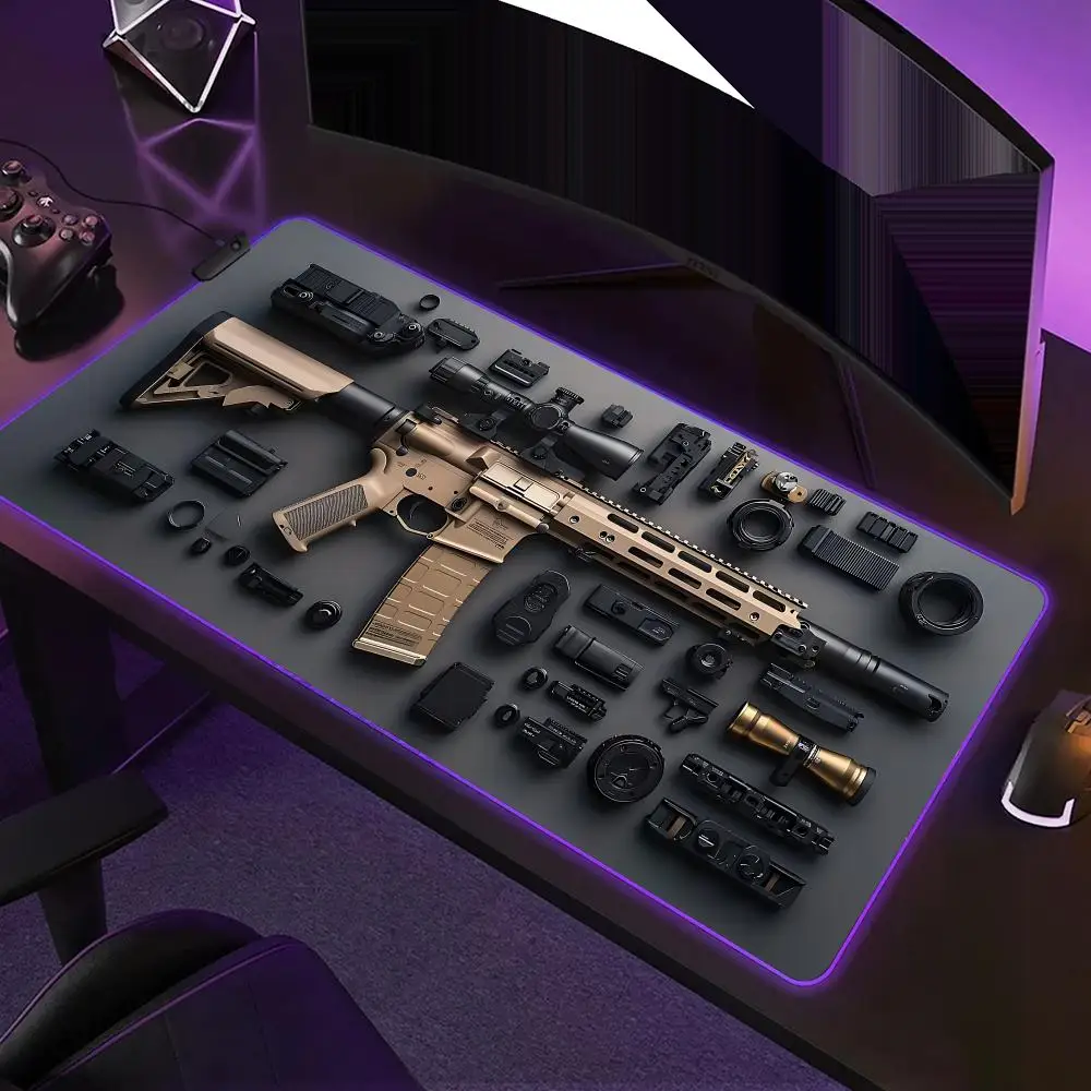 

gun parts Mouse Pad RGB gaming mouse pad HD player accessories Large size LED luminous mouse pad with backlight Computer carpet