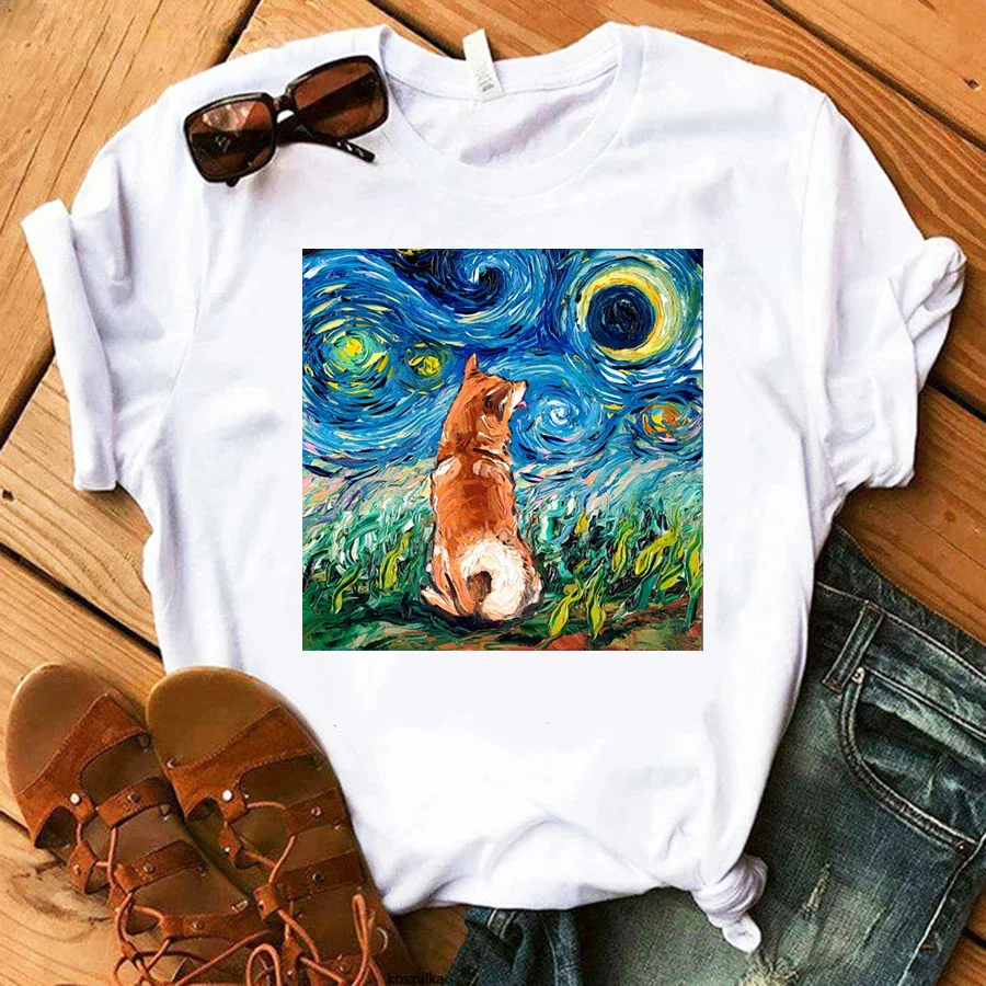 Shiba Inu T-Shirt Summer Women Printed Anime Tshirts Streetwear Aesthetic Harajuku Kawaii Hip Hop Casual Female Tee Shirt