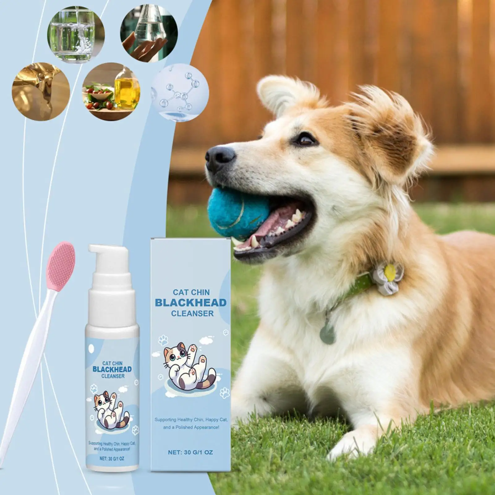 Pet Chin Cleaner Lotion Pet Chin Acne Care Brush Blackhead Cleaning Grooming Supplies Tooth Stain Remover For Dogs Cats