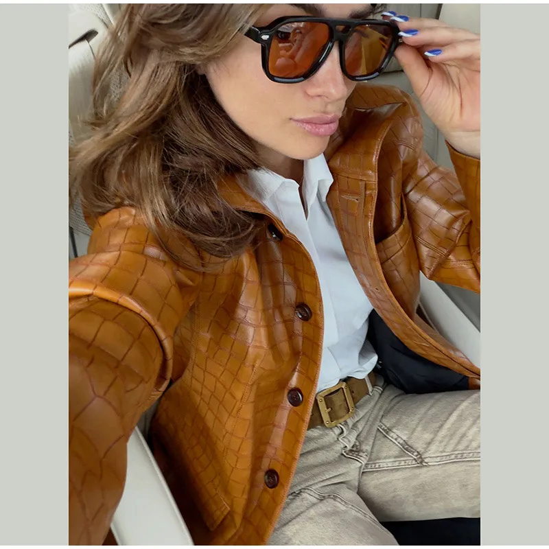 Crocodile Embossed Trench Coat Lapel Collar Button‑Front 2026 Autumn Women Vintage Outerwear Trendy Lady Casual Overcoat