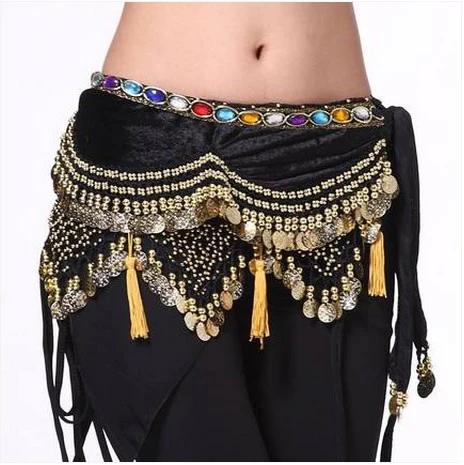 

New style Belly dance costumes velvet lantern gold coins belly dance hip scarf for women belly dancing belts