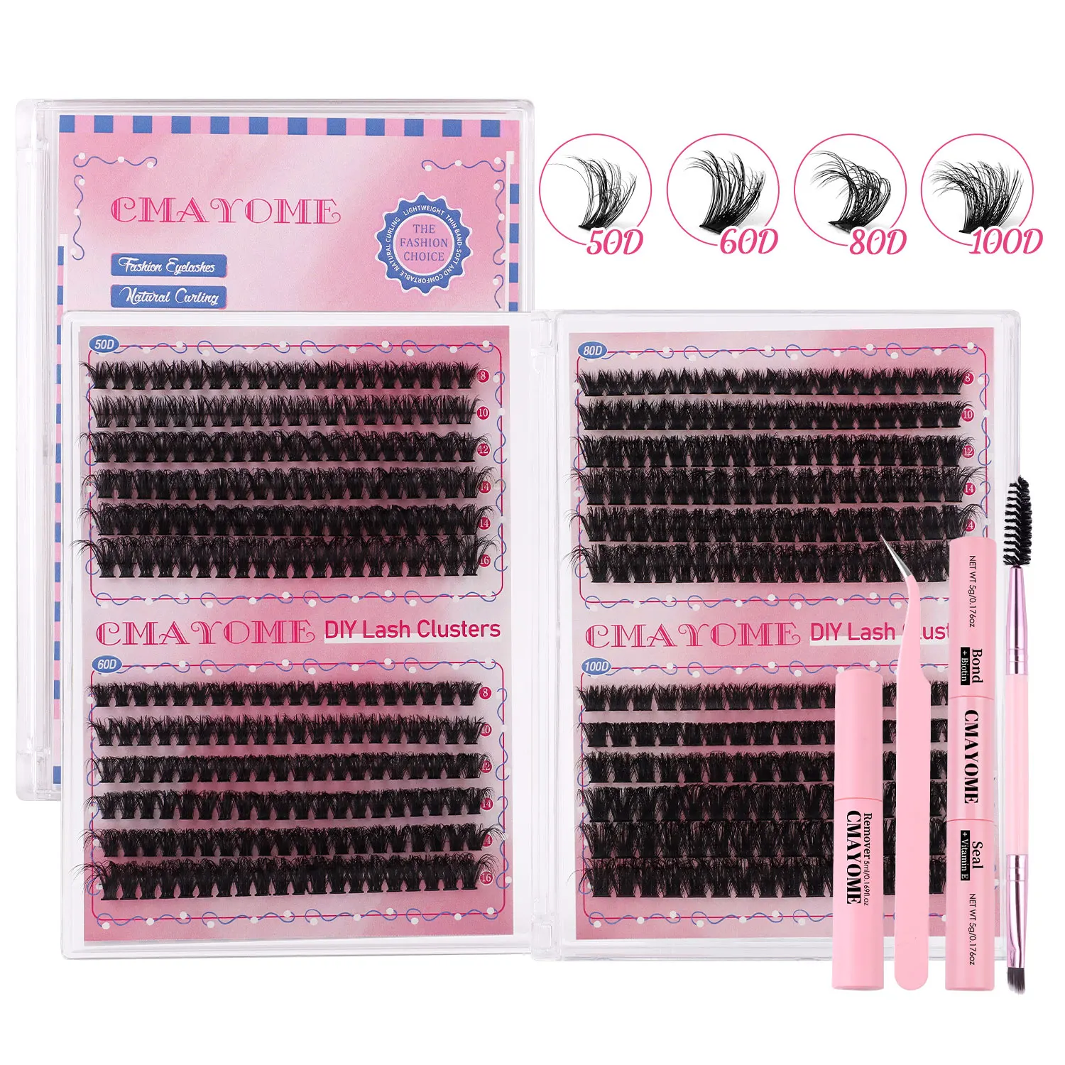 Diy Cluster Extensie Wimpers Kit 480 Trossen Individuele Wimpers Set Piekerige Pluizige Valse Wimpers Met Lijm En Pincet Make-Up