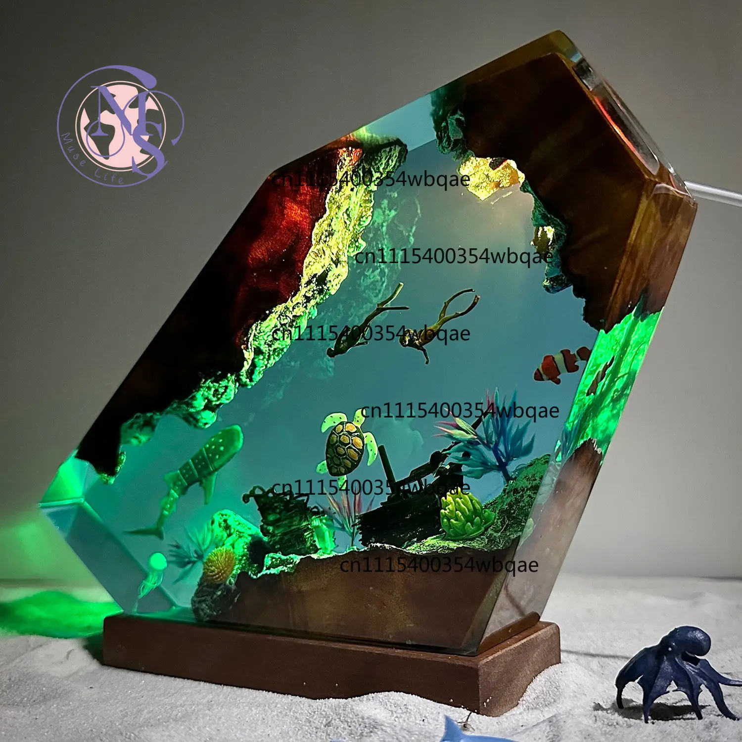 ZOCI-FOR Submarine Resin Light Whale Turtle Diving Creative Night Light Personalized Home Unique Christmas Gift
