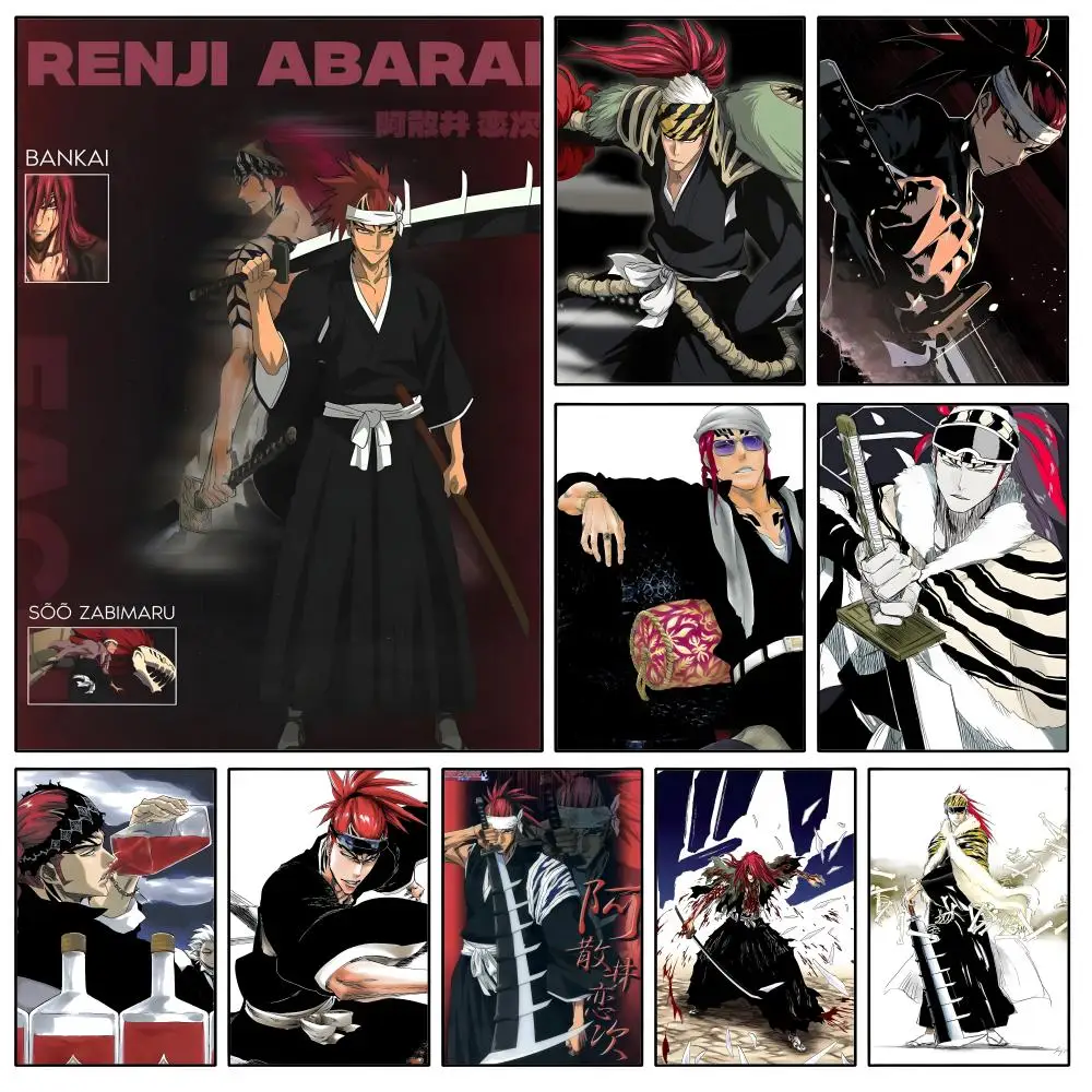 Póster de personaje R-Renji Abarai Bleach Bankai, decoración de pared moderna impermeable HD, decoración de pared para dormitorio, sala de estar, dormitorio, oficina