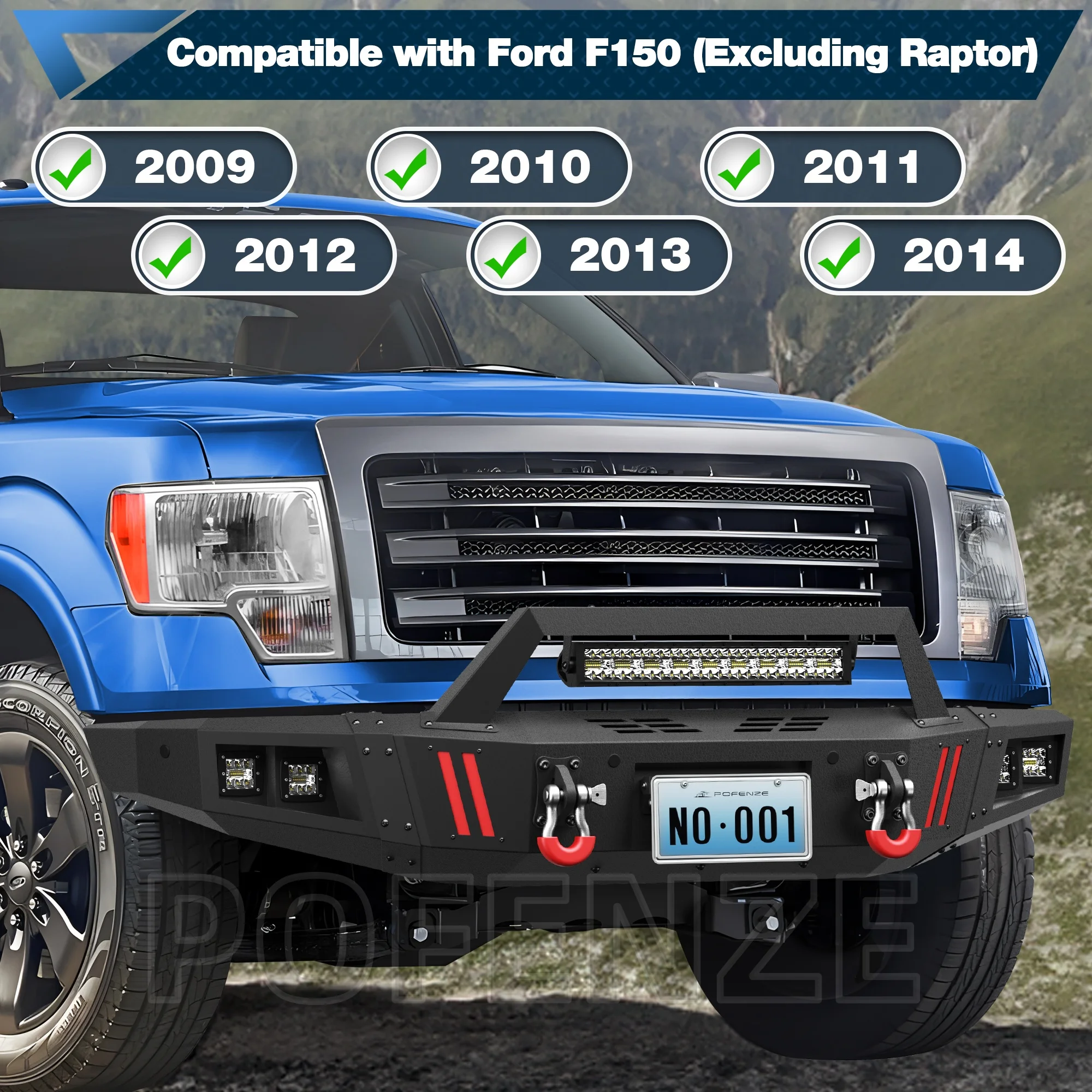 

Ford F150 fit 2009-2014 F150 Front Bumper Offroad Accessories Led Lights D-rings Pickup Truck Bumper, Car Parts