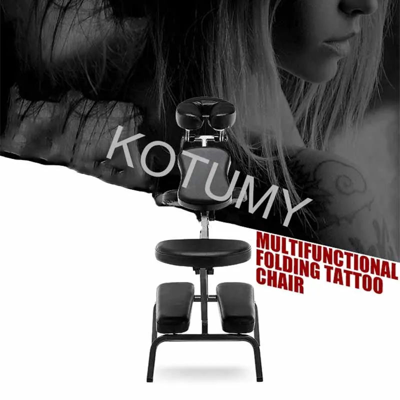 

KOTUMY Portable Folding Tattoo Massage Chair For Scraping/Tattooing/Beauty/Hairdressing Adjustable PU Leather Beauty Bed
