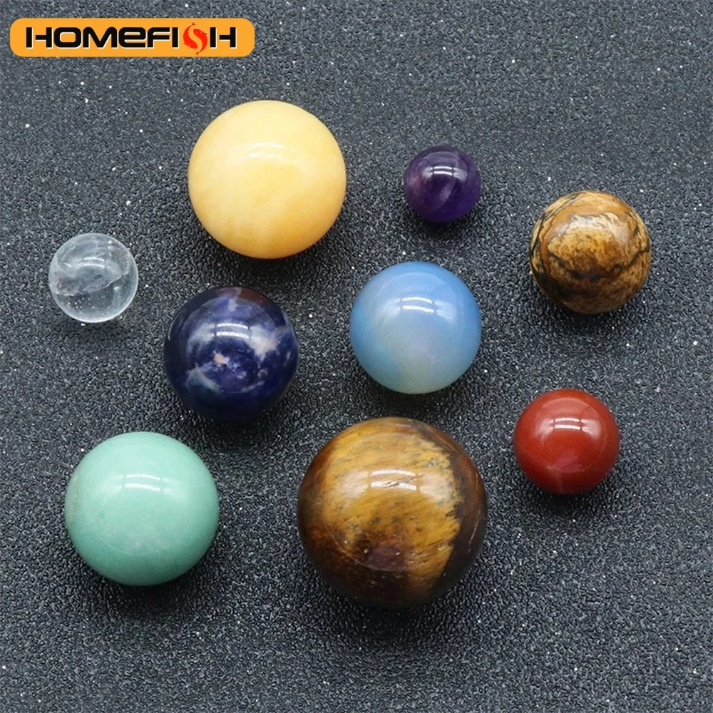 Solar System Natural Crystal Gemstones Set 9 Planets Sphere Ball Stone Galaxy Model Ornaments Gift Home Office Decor image 5