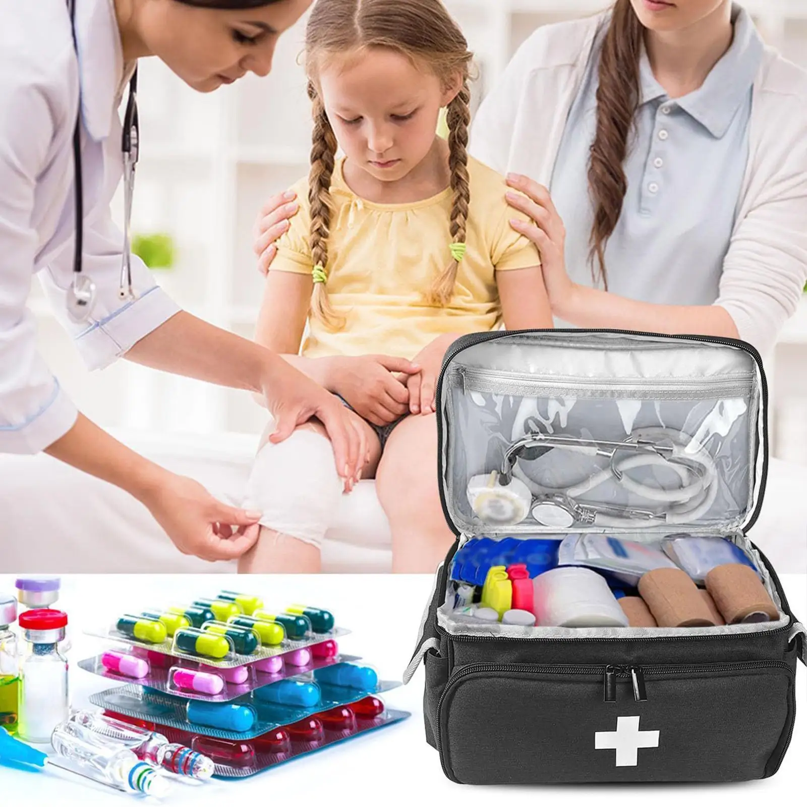 Empty First Aid Bag Storage Pouch Storage Bag for Hiking Car Gym