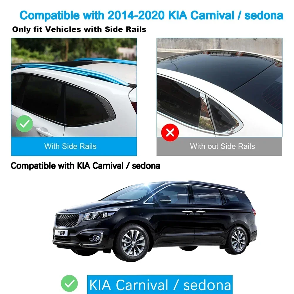 2Pcs Roof bars For KIA - Carnival / sedona (YP) MPV [2014-2020]  Aluminum Alloy Side Bars Cross Rails Roof Rack Luggage Carrier