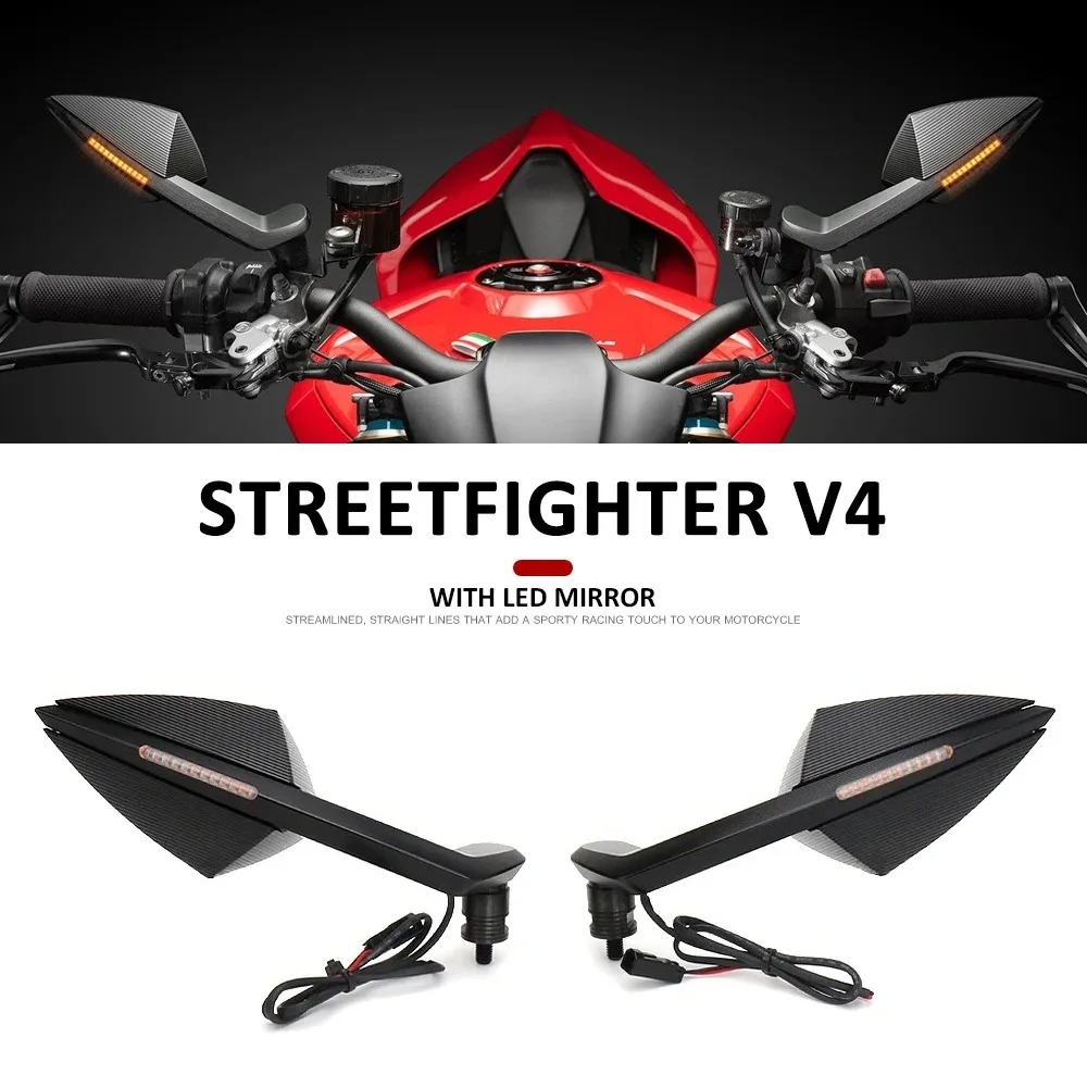 

CNC Motorcycle Streetfighter V4 Integrated Turn Signal Mirrors Rearview Mirror With LED Light For DUCATI STREETFIGHTER V4