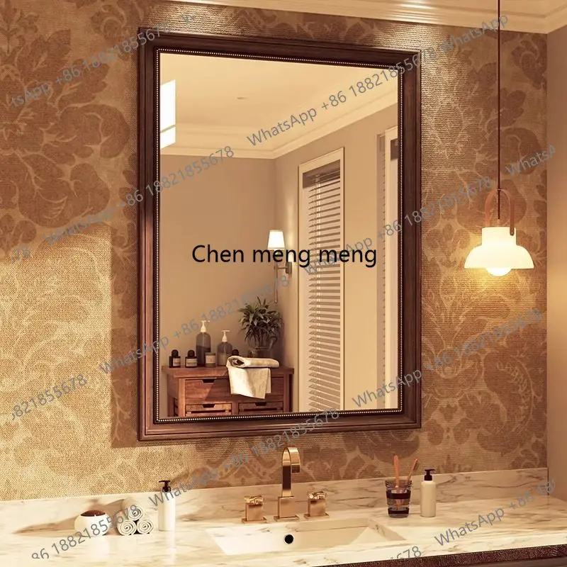French Retro Style Bathroom Mirror Bathroom Washstand Toilet Wash Decorative Mirrors Without Punching Holes Wall Makeup Mirror