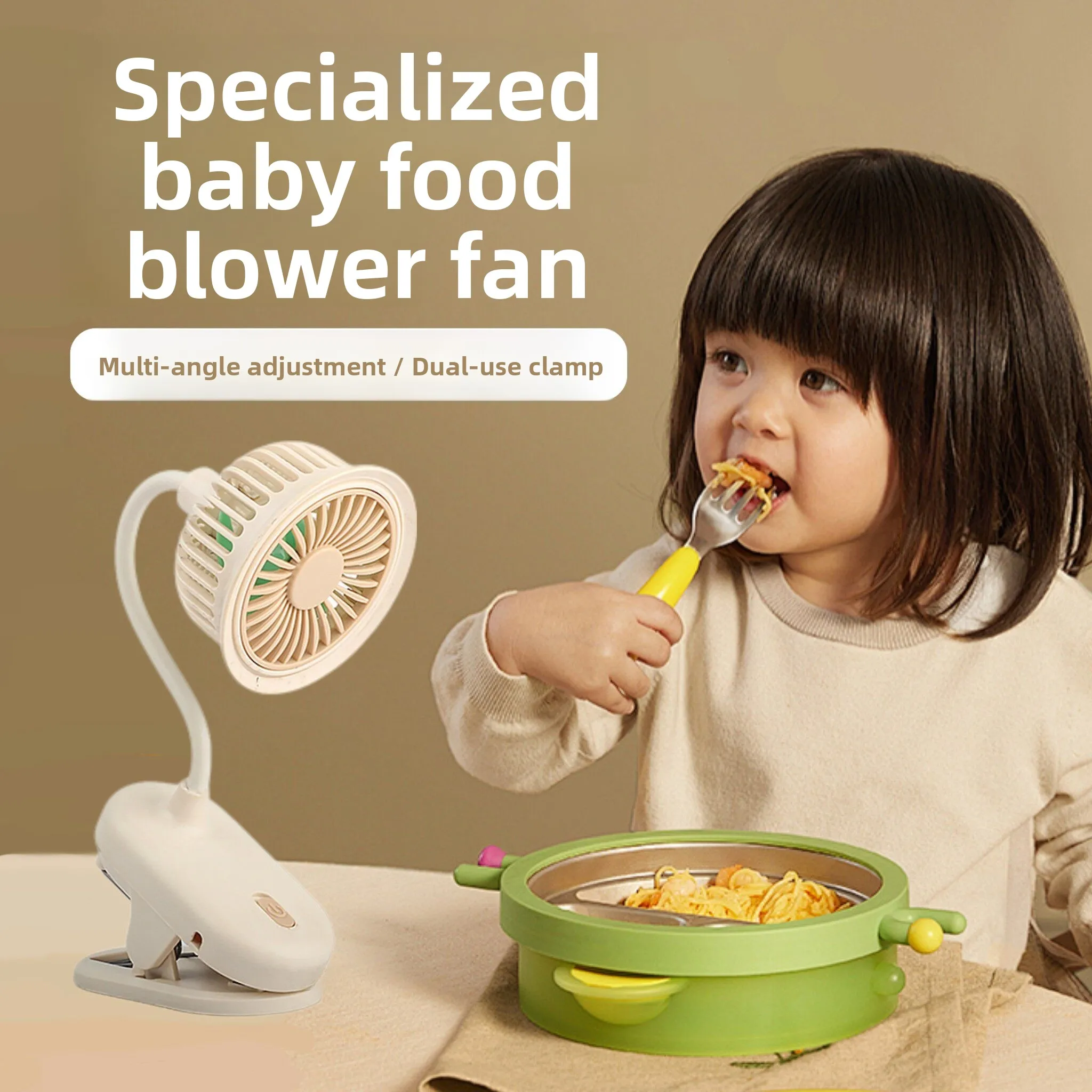

Fan for Baby Food Cooling Meal Fan Portable Hand Push Cart Table Clip Dual Use Small Fan Baby Food Cooling Tool Infant D...