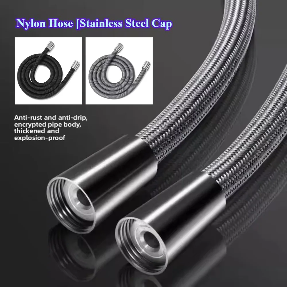 Bathroom Nylon High Pressure Flexible Smooth 1.5/2.0 Meter Shower Hose Flexible Handheld Anti Winding GI/2 Universal Pipe Tube