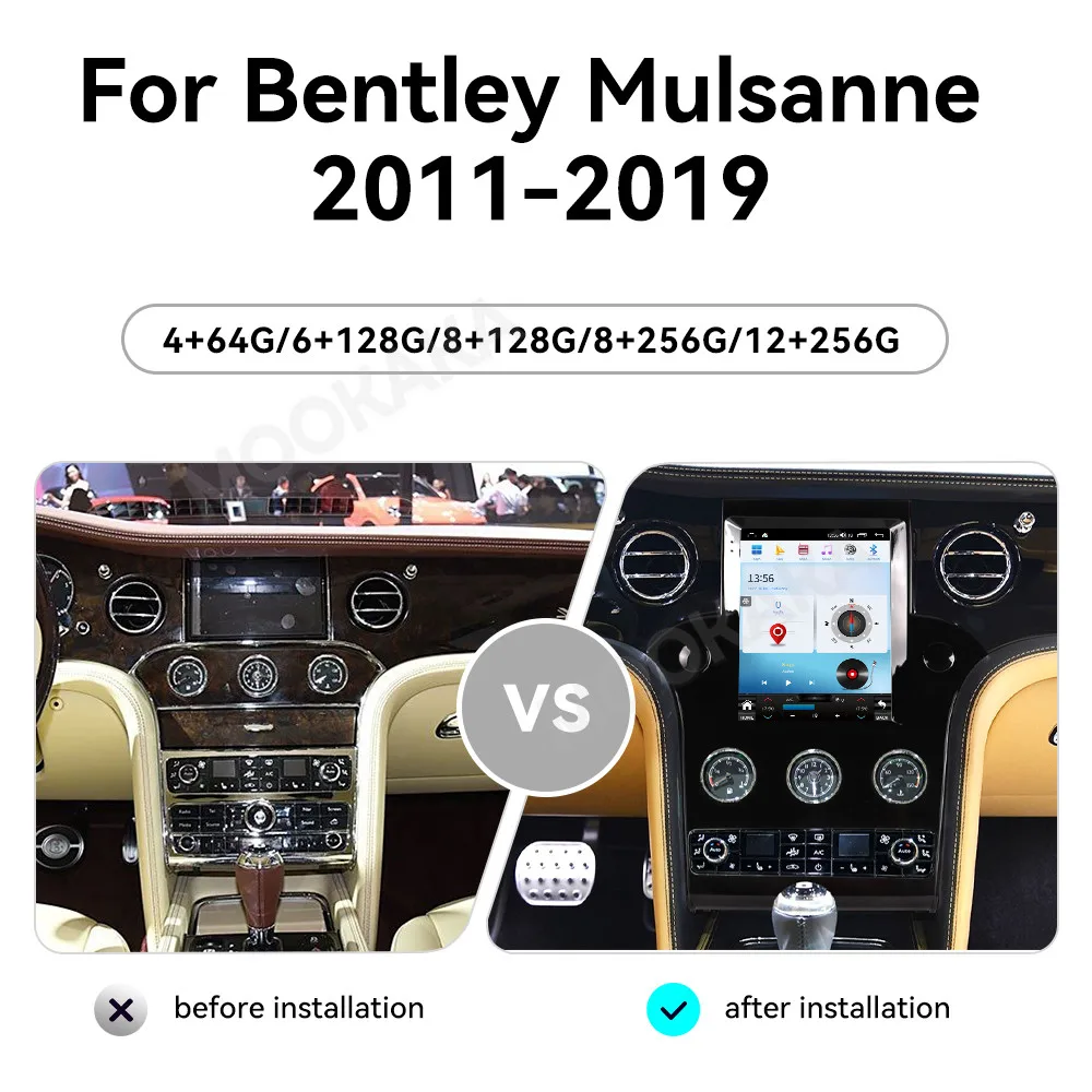 10.4 Inch Android 15 Car Radio For Bentley Mulsanne 2011-2019 Octa-Core IPS Touch Screen GPS Navigation Wireless CarPlay DSP OEM