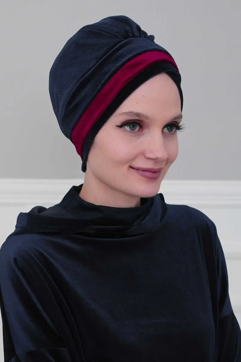 Doppel farbe samt Knochen navy blau