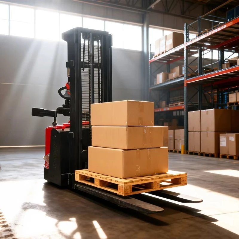 2025 Best-Selling Electric Walkie Pallet Stacker Forklift Battery Operated 1500kg-2Ton Capacity 3M-4.5M Reach Full Electric
