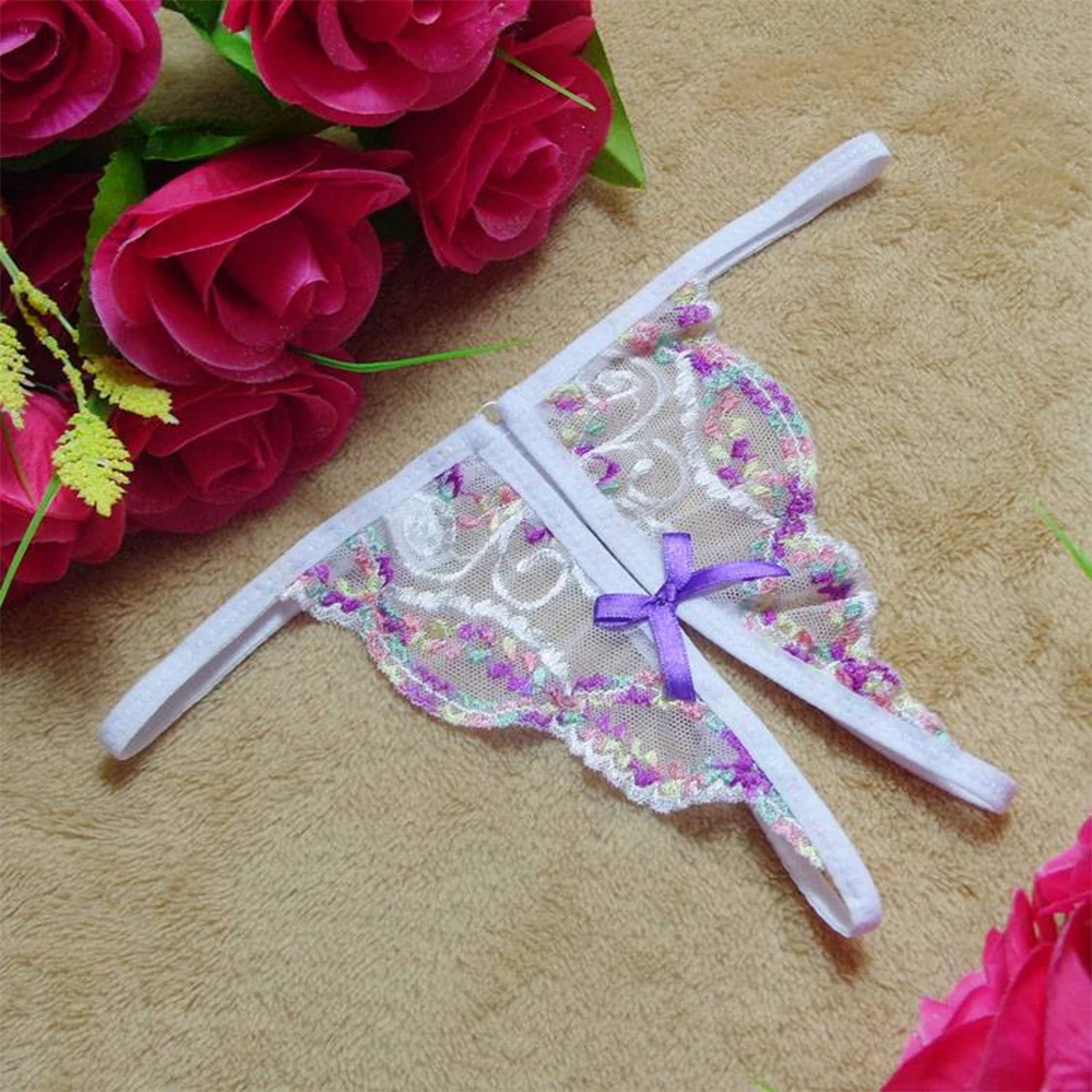 Sexy Lace V-String Crotchles Calcinhas para Mulheres, G-string Lingerie, Thongs, Roupa Interior