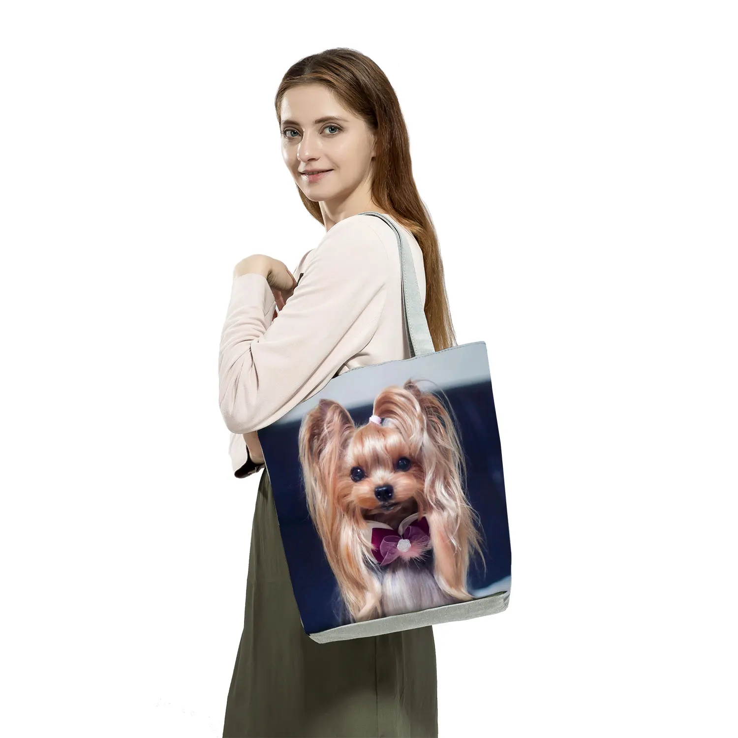 Cute Shih Tzu Print Shopping Bags Animal Dog The Tote Bag Customi Graphic Groceries Women Handbags Large Capacity Shoulder Bags